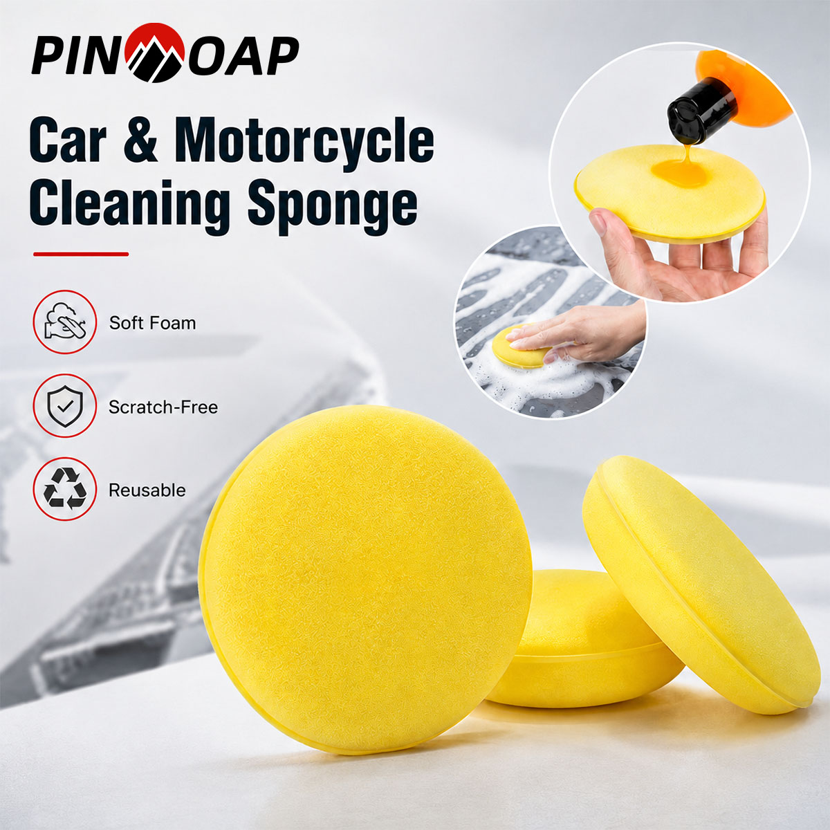 Wax Applicator Pad - PINMOAP Esponja de Limpieza para Coche,